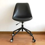 Contemporary Armless Faux Leather Wheels Office Chair Image - 4