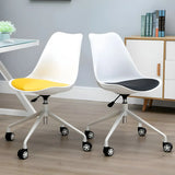 Contemporary Armless Faux Leather Wheels Office Chair Image - 5