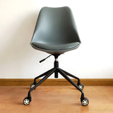 Contemporary Armless Faux Leather Wheels Office Chair Image - 7