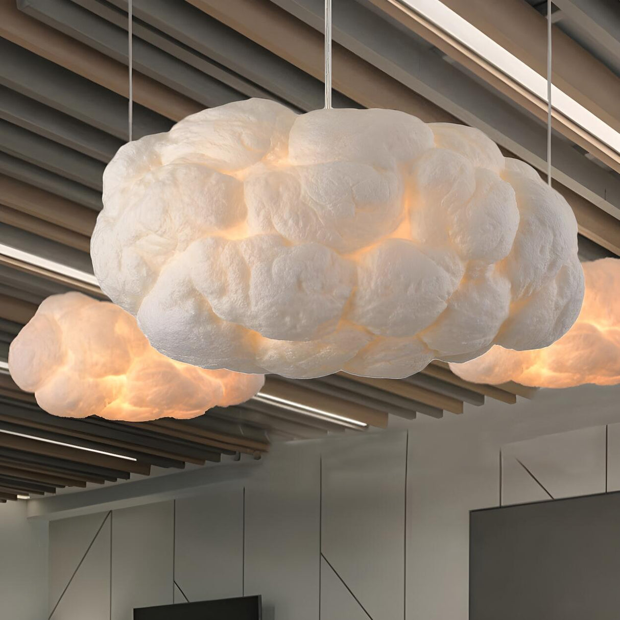 Contemporary Art Deco White Cloud Bedroom Pendant Light Image - 1