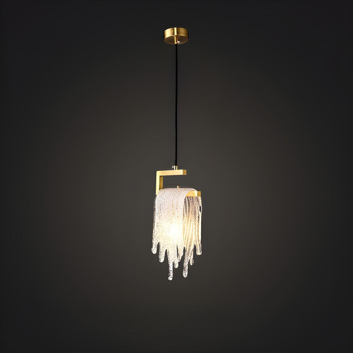 Contemporary Artistic Gold Textured Glass Pendant Light Image - 1