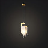 Contemporary Artistic Gold Textured Glass Pendant Light Image - 1