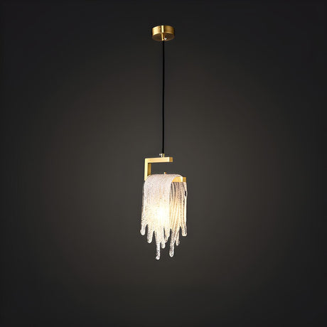 Contemporary Artistic Gold Textured Glass Pendant Light Image - 1