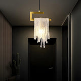 Contemporary Artistic Gold Textured Glass Pendant Light Image - 10