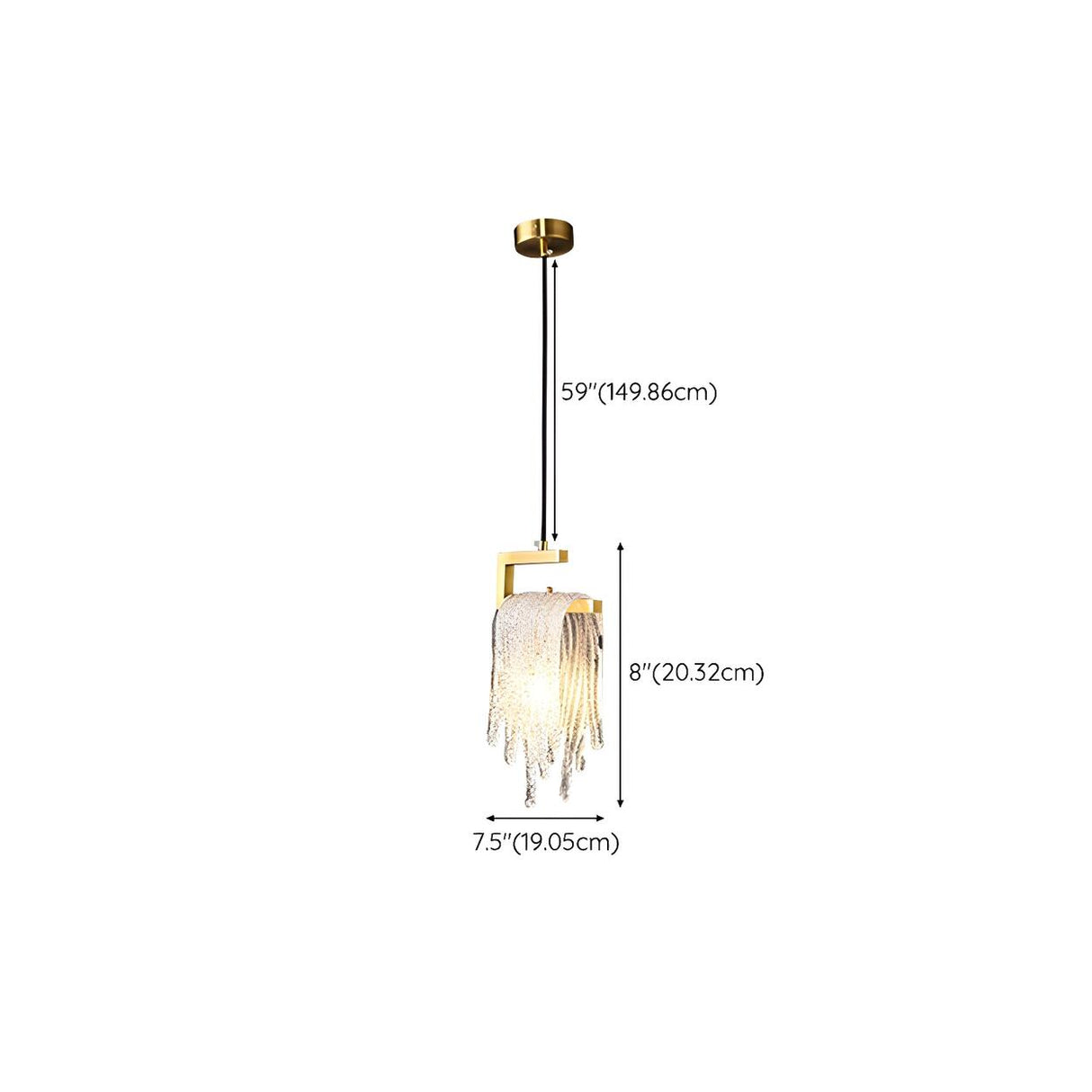 Contemporary Artistic Gold Textured Glass Pendant Light 