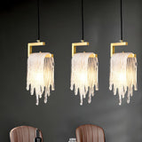 Contemporary Artistic Gold Textured Glass Pendant Light Image - 3