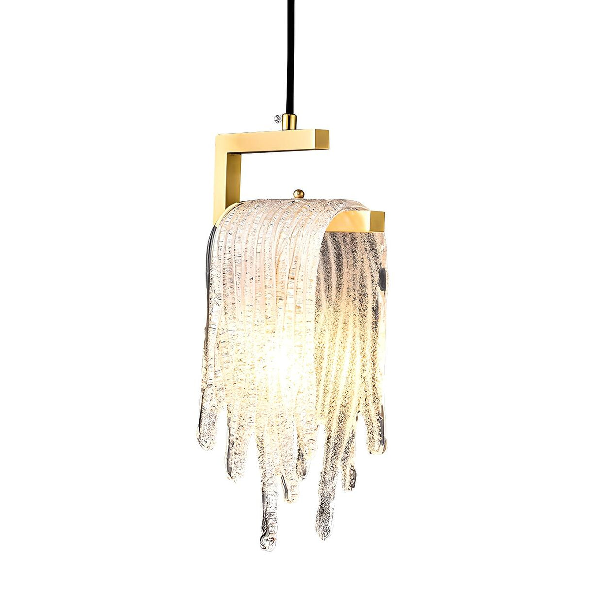 Contemporary Artistic Gold Textured Glass Pendant Light Image - 5