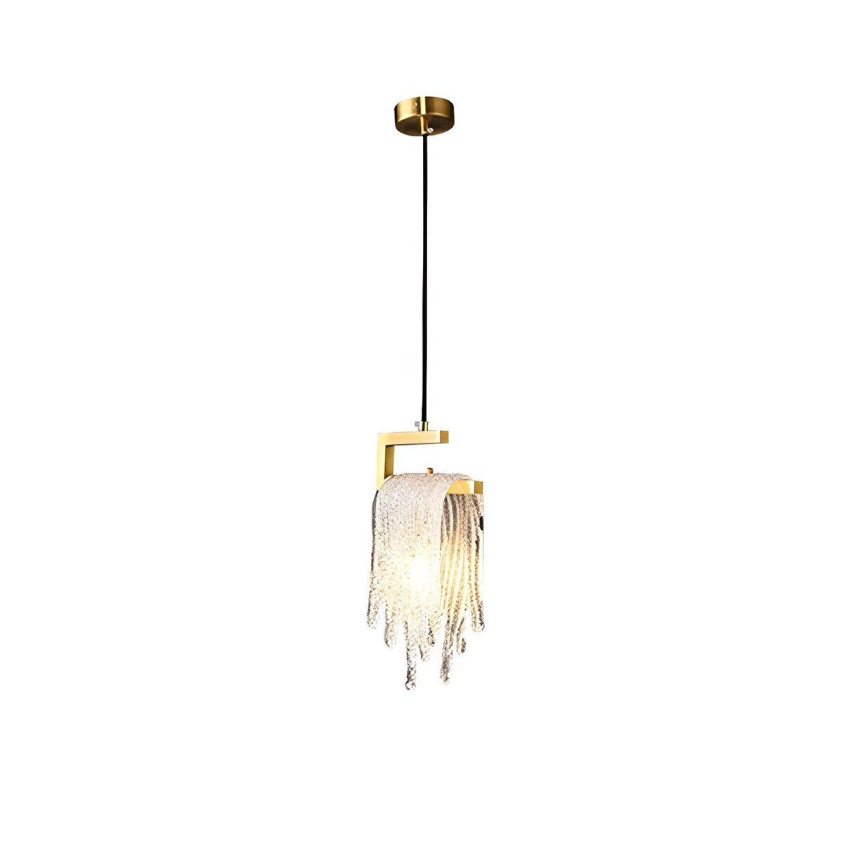 Contemporary Artistic Gold Textured Glass Pendant Light Image - 6