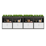 Contemporary Azure Wood Office Credenza with Shelves Image - 13