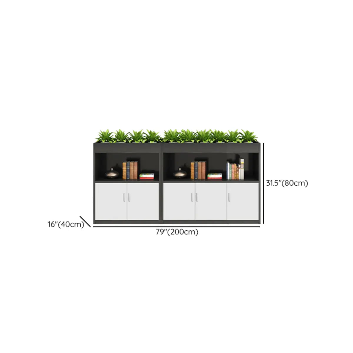 Contemporary Azure Wood Office Credenza with Shelves Image - 23