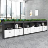 Contemporary Azure Wood Office Credenza with Shelves Image - 4