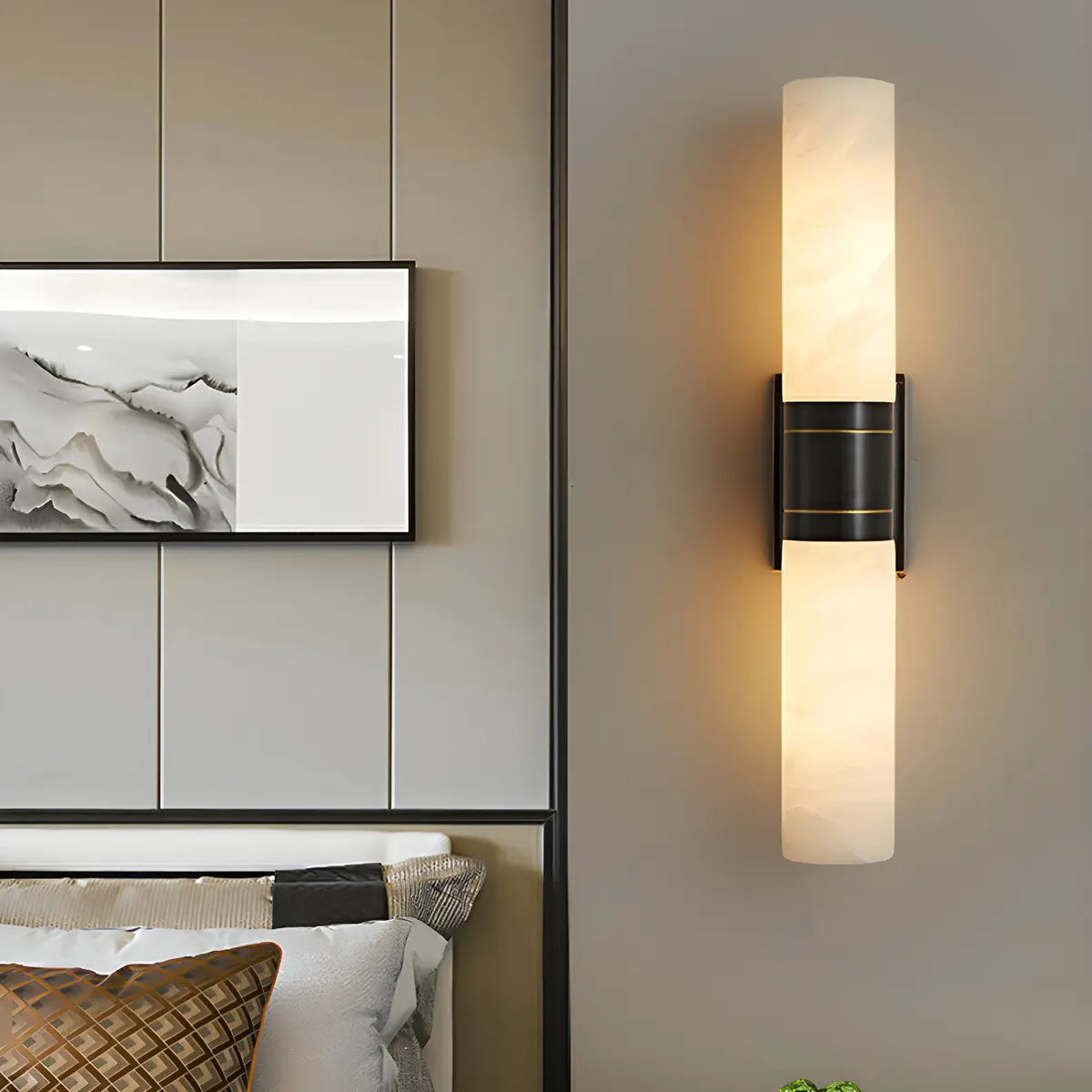 Contemporary Bedroom Alabaster Industrial LED Wall Lamp Image - 1