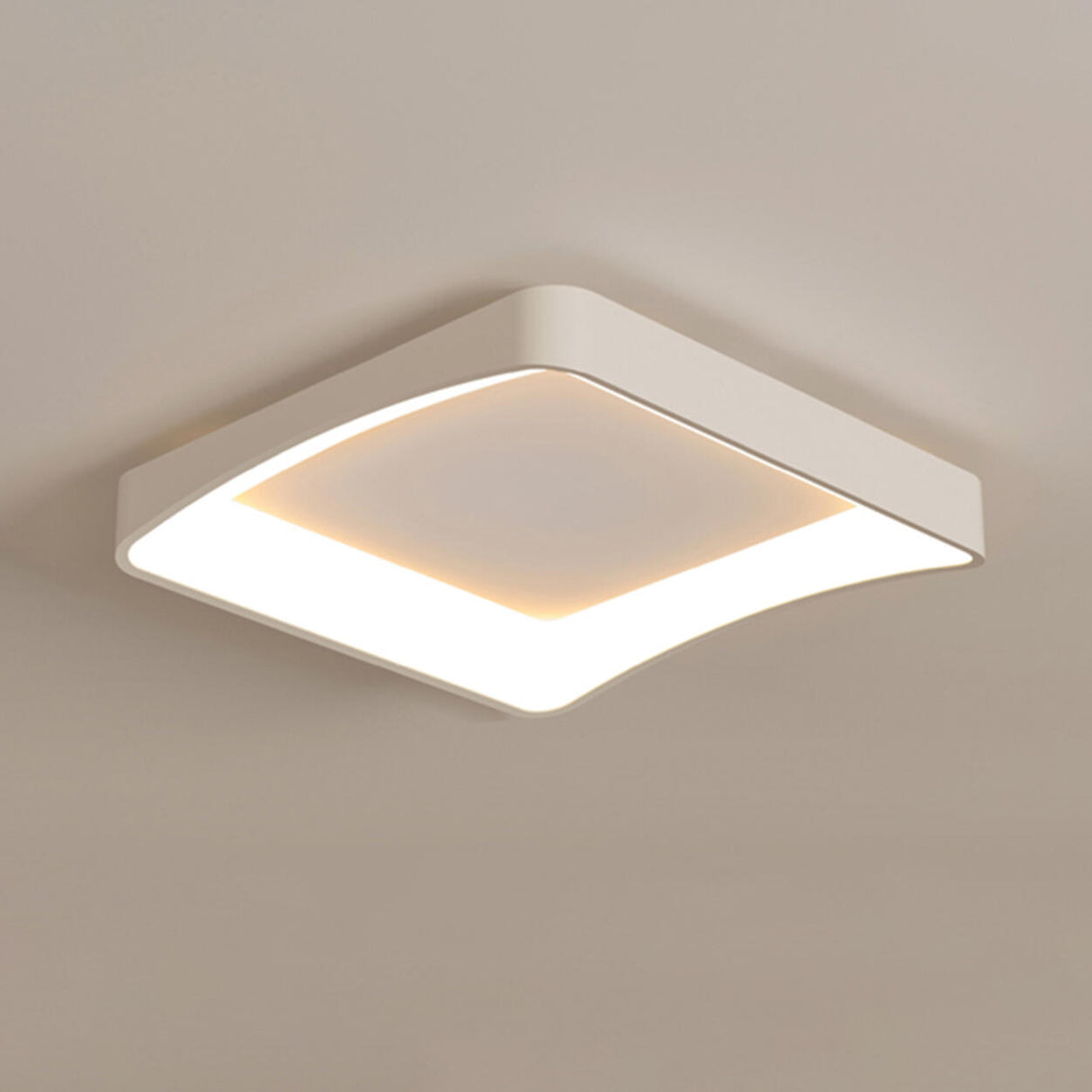 Contemporary Bedroom Arc Square LED Flush Mount Light Image - 6