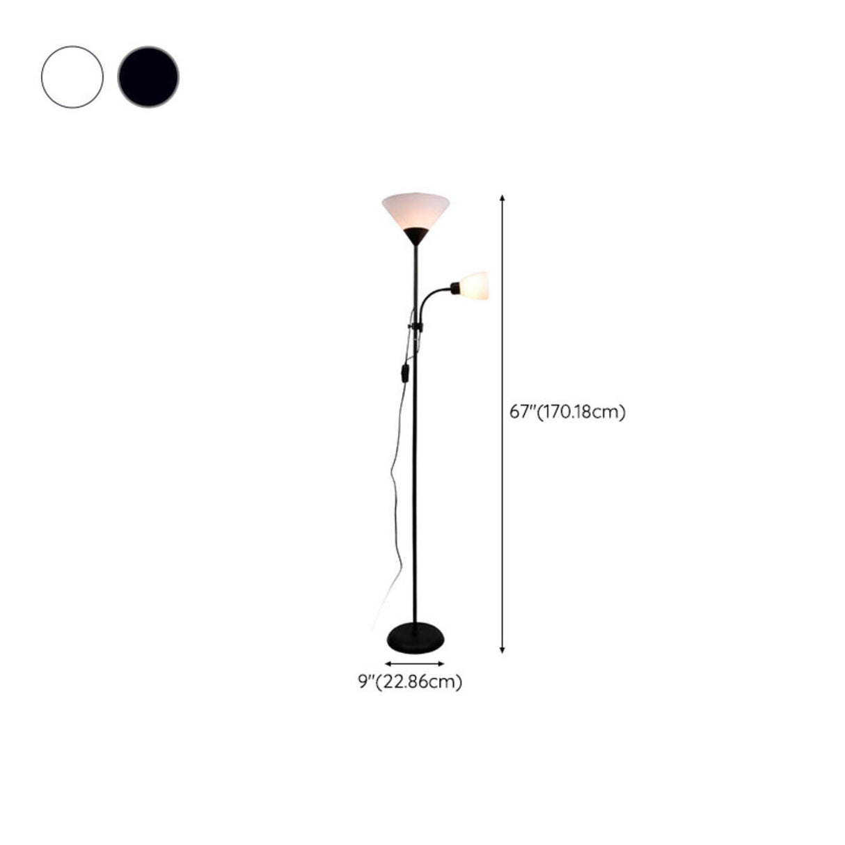 Contemporary Bedroom Black Inverted Cone Floor Lamp Image - 16