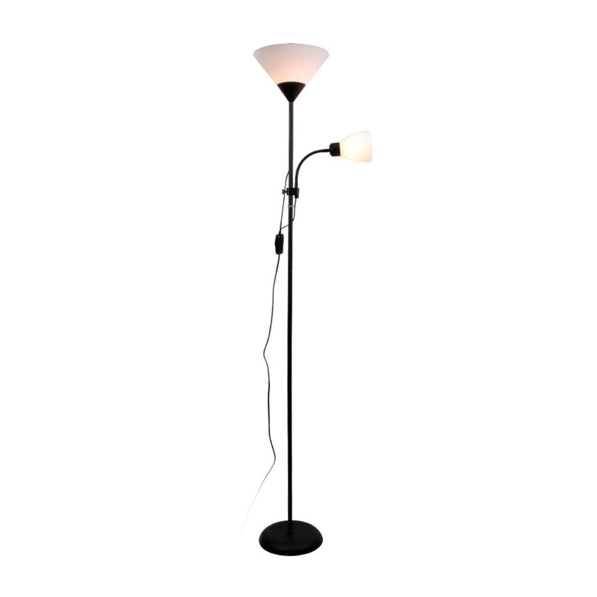 Contemporary Bedroom Black Inverted Cone Floor Lamp Image - 5