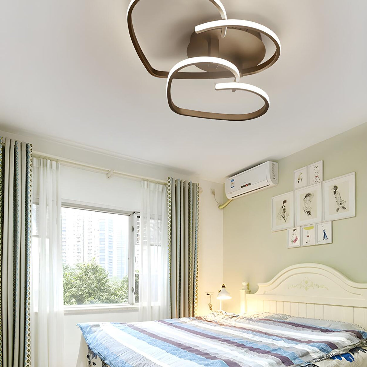 Contemporary Bedroom Dual Heart LED Flush Mount Light Image - 7