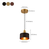 Contemporary Bedroom Solid Wood Drum Pendant Light #size