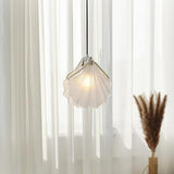 Contemporary Bedroom White Glass Shell Pendant Light Image - 4