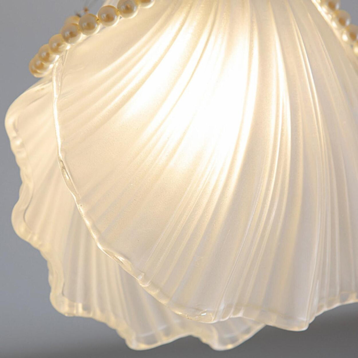 Contemporary Bedroom White Glass Shell Pendant Light Image - 7