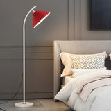 Contemporary Bedside Red Conical Fabric Floor Light Image - 1