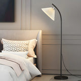 Contemporary Bedside Red Conical Fabric Floor Light Image - 8