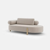 Contemporary Beige Fabric Wood Frame Left-Arm Chaise Image - 2