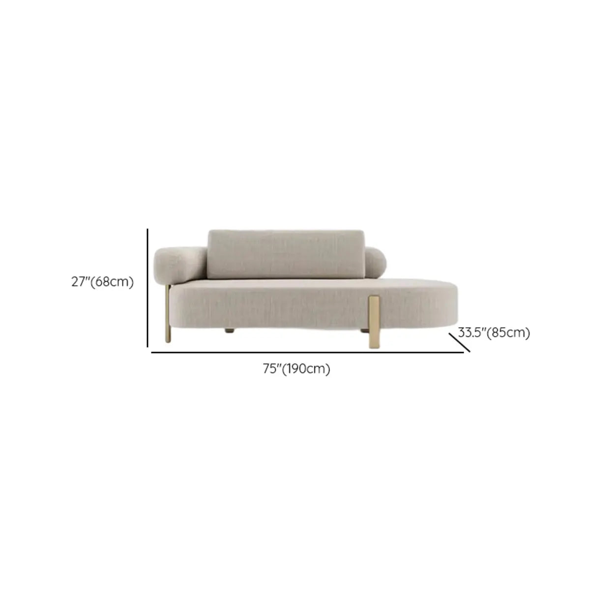 Contemporary Beige Fabric Wood Frame Left-Arm Chaise 