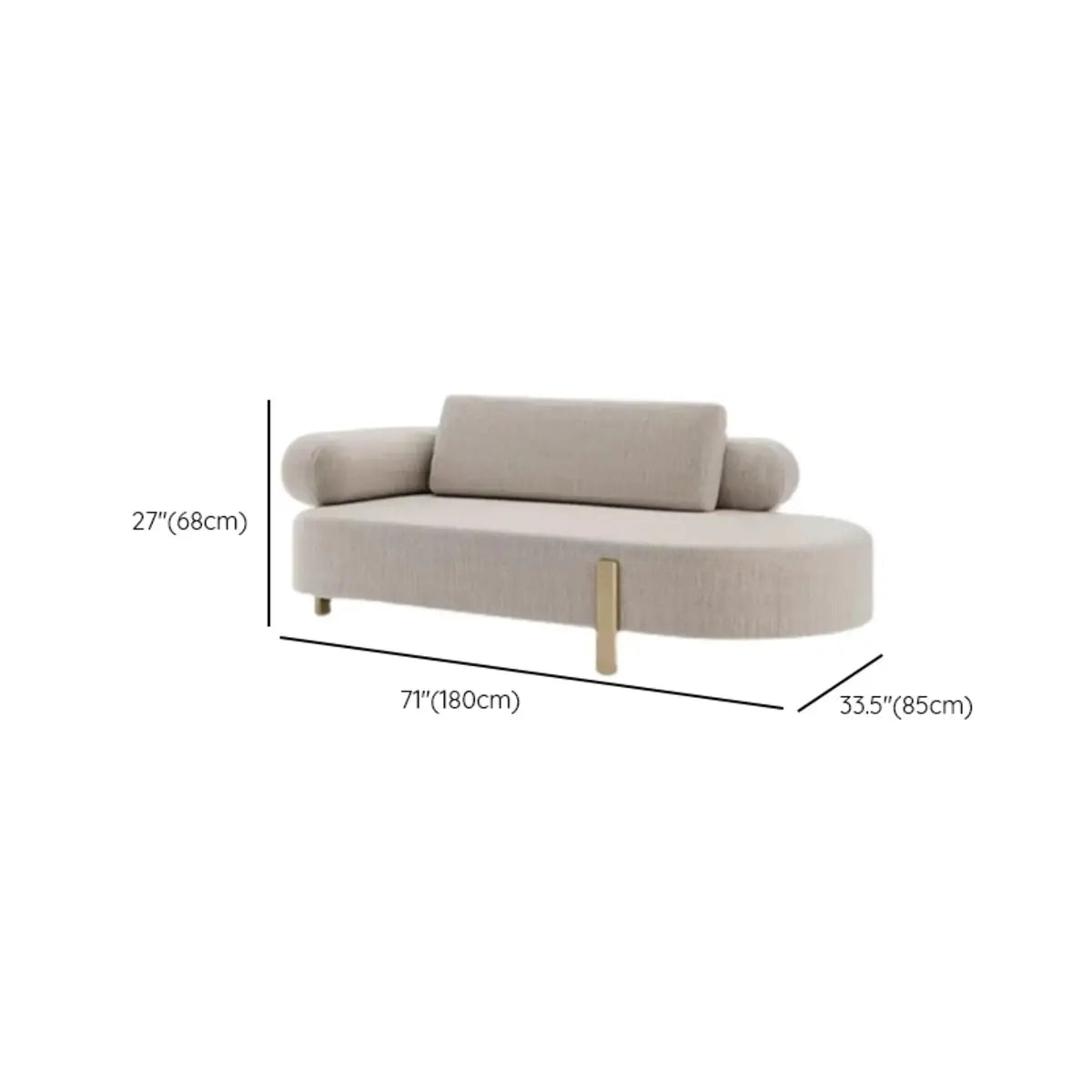 Contemporary Beige Fabric Wood Frame Left-Arm Chaise Image - 7