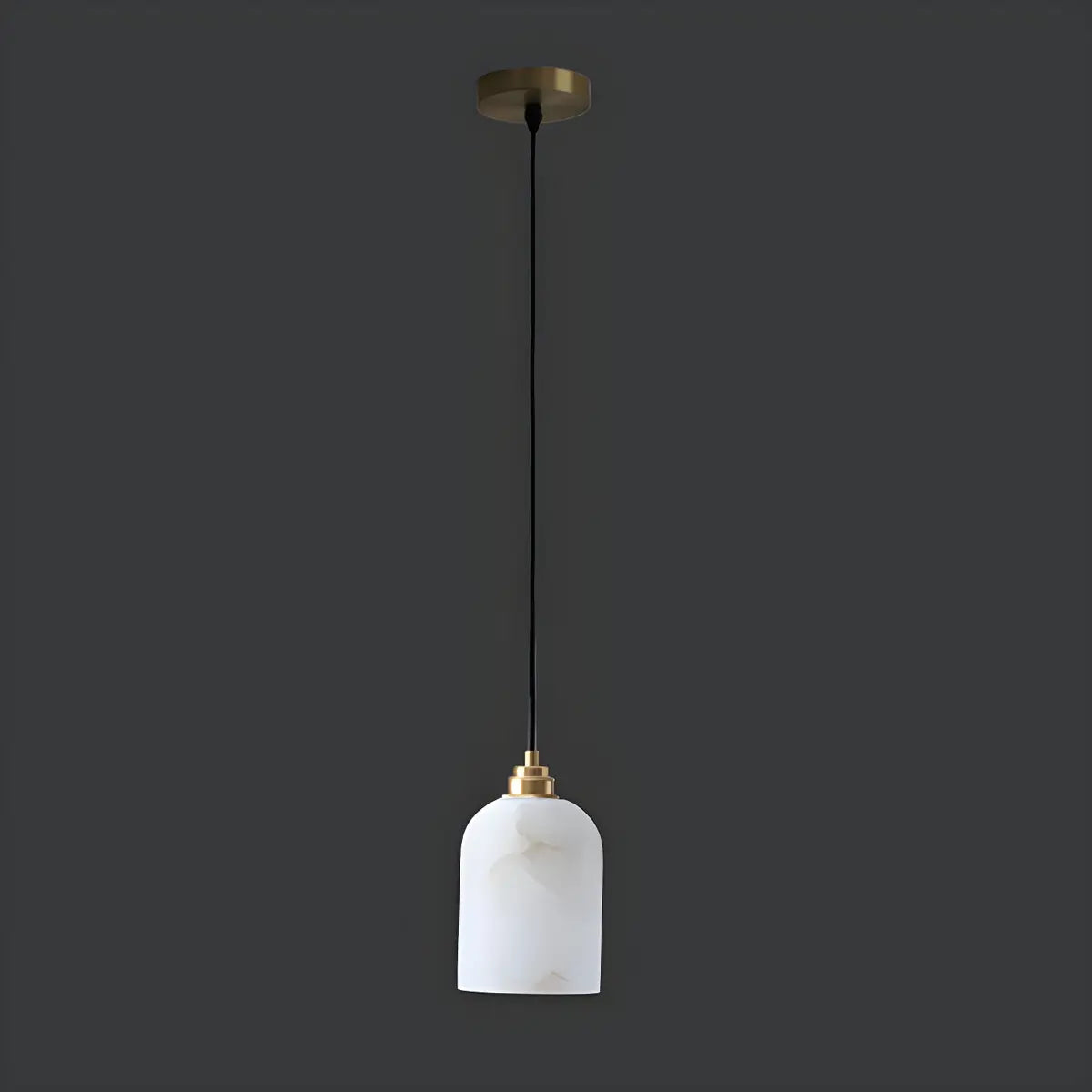 Contemporary Bell Alabaster Gold Mini Bedroom Pendant Light Image - 2