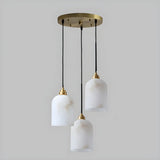 Contemporary Bell Alabaster Gold Mini Bedroom Pendant Light Image - 3