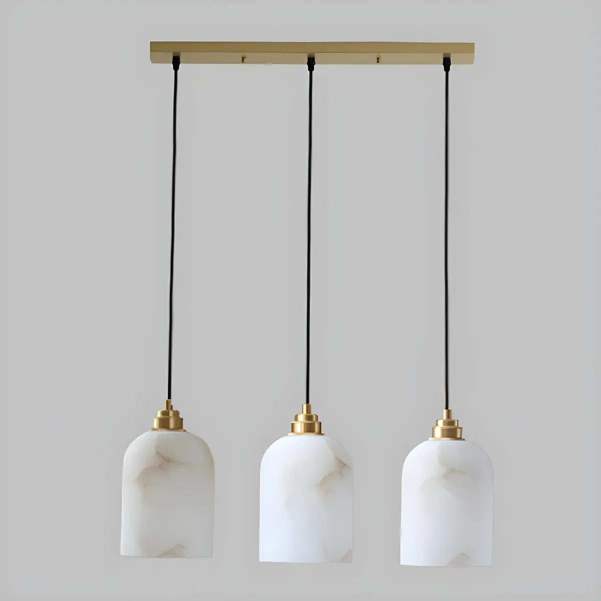 Contemporary Bell Alabaster Gold Mini Bedroom Pendant Light Image - 5