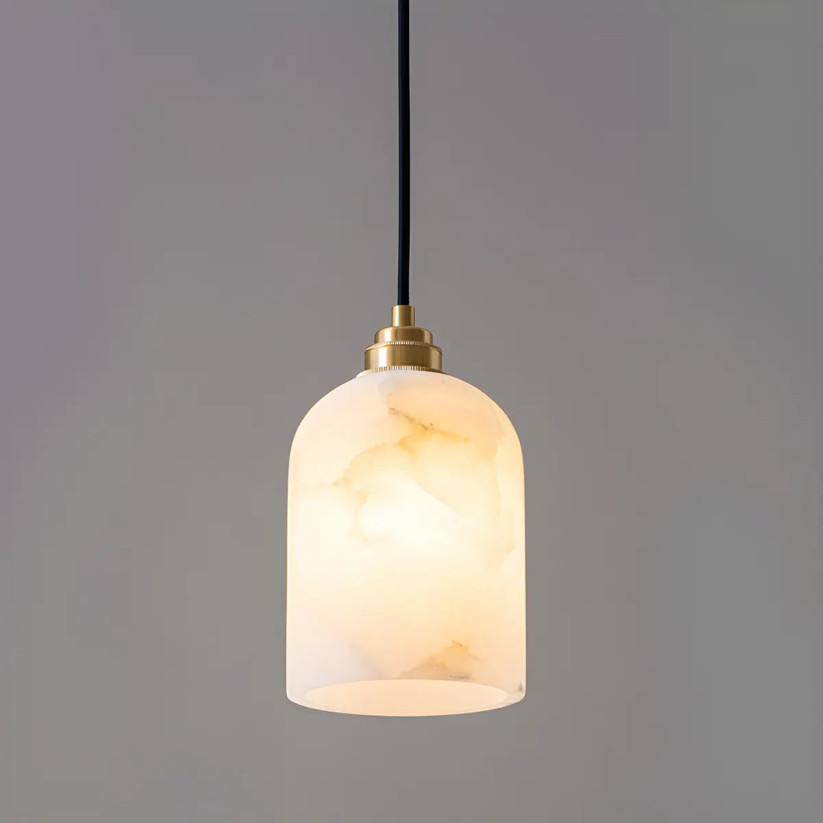 Contemporary Bell Alabaster Gold Mini Bedroom Pendant Light Image - 8