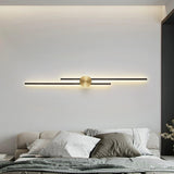 Contemporary Black and Gold Linear Metal Wall Sconce Image - 8