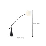 Contemporary Black Arc and White Globe Acrylic Floor Lamp #size