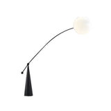 Contemporary Black Arc and White Globe Acrylic Floor Lamp Image - 5