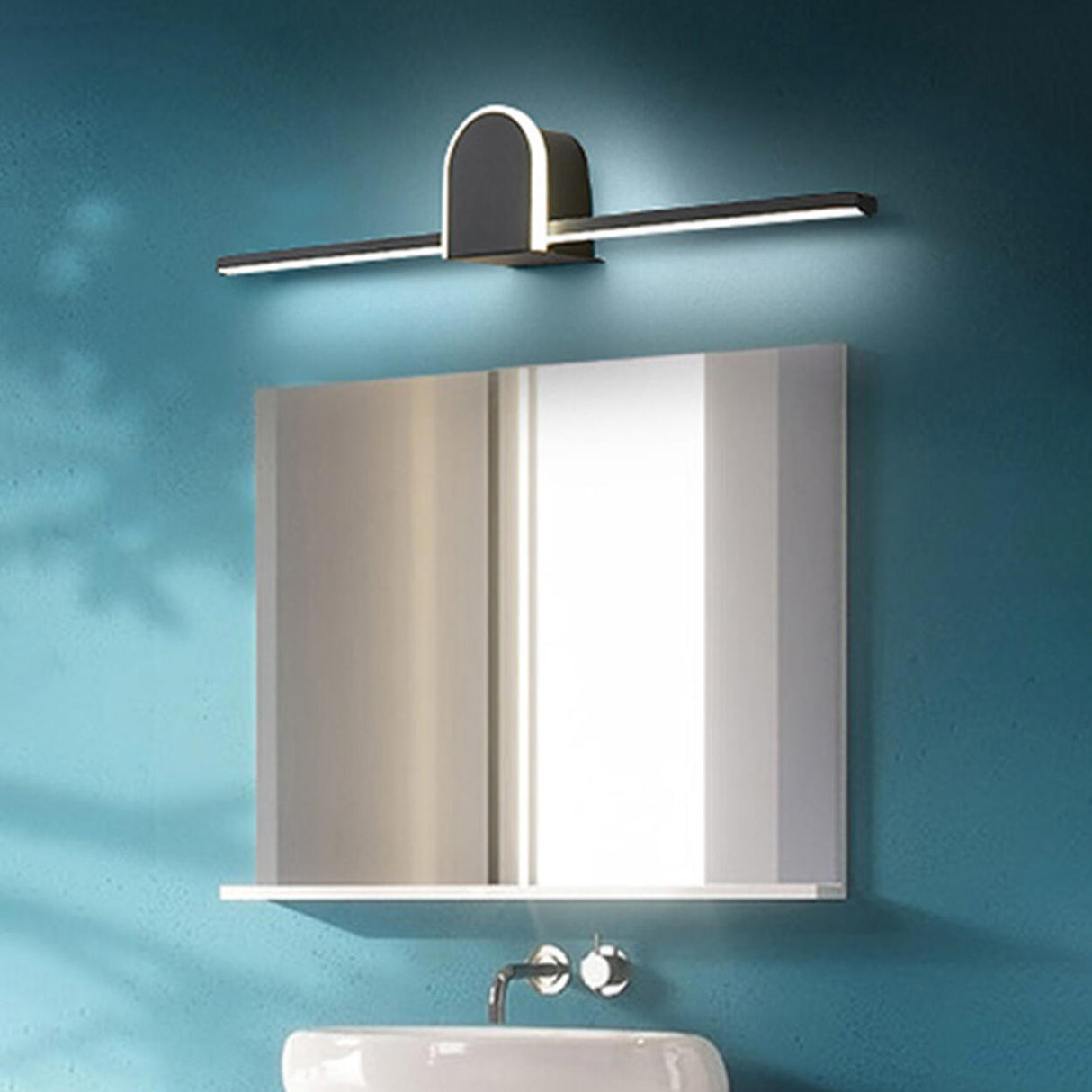 Contemporary Black Arch-Top Bathroom Vanity Light Image - 1