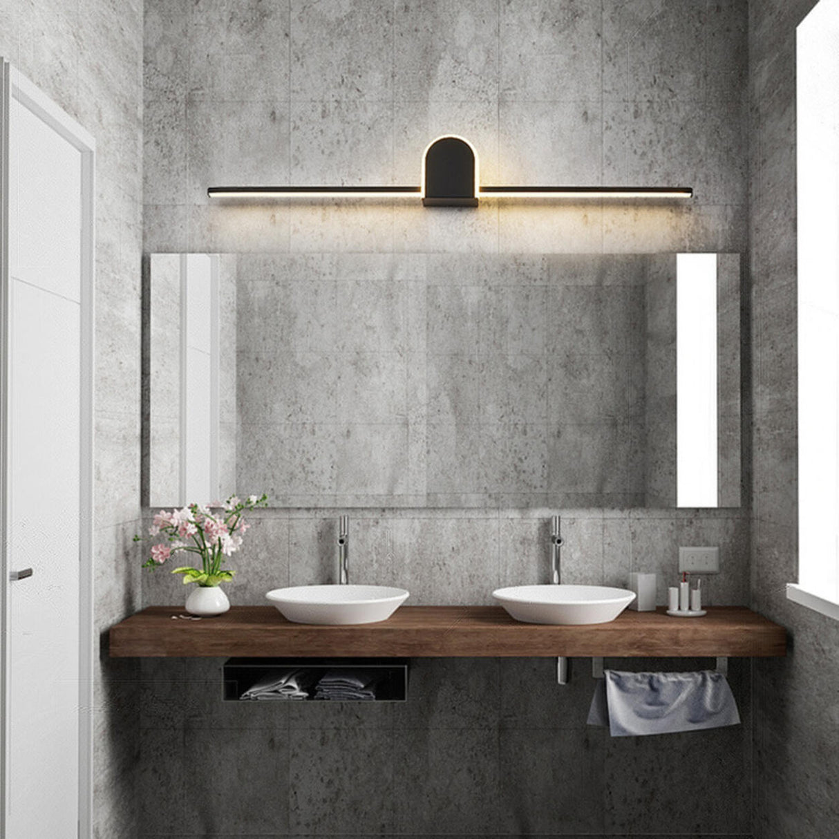 Contemporary Black Arch-Top Bathroom Vanity Light Image - 17