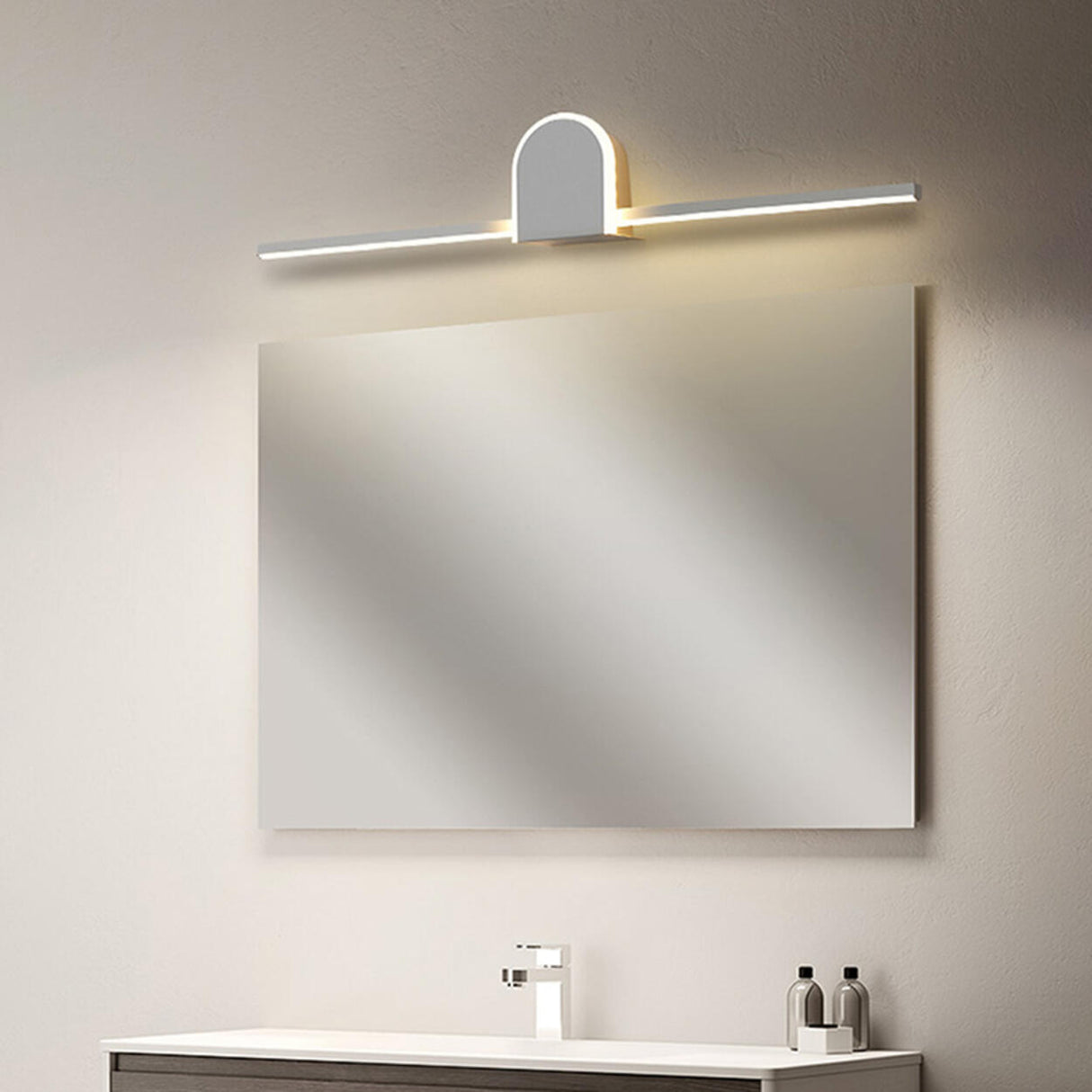 Contemporary Black Arch-Top Bathroom Vanity Light Image - 4