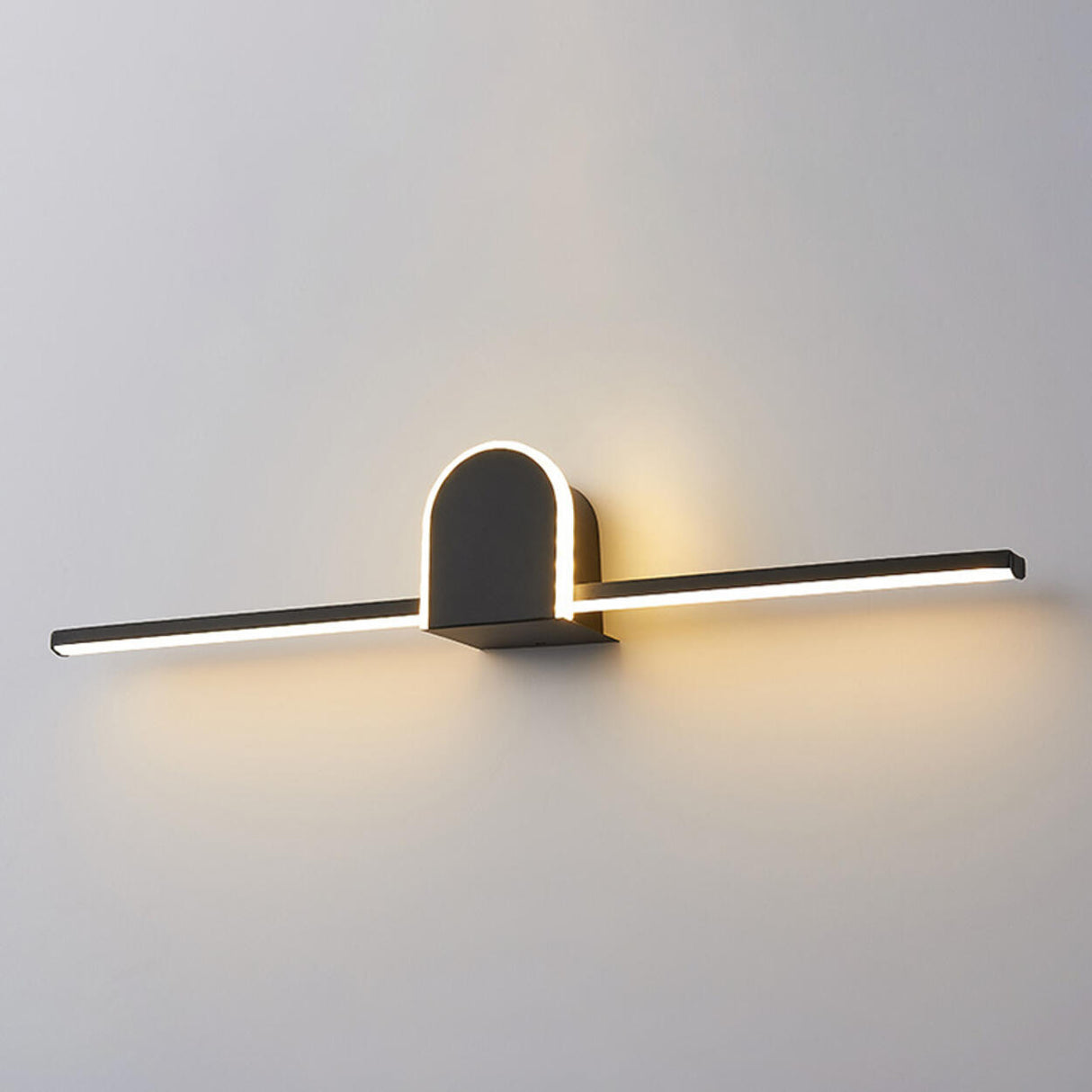 Contemporary Black Arch-Top Bathroom Vanity Light Image - 5