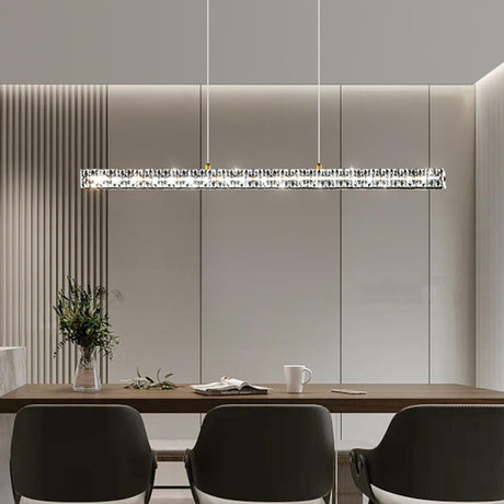 Contemporary Black Bar LED Island Pendant Light Image - 5