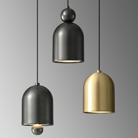 Contemporary Black Brass Bell Bedroom Pendant Light Image - 1