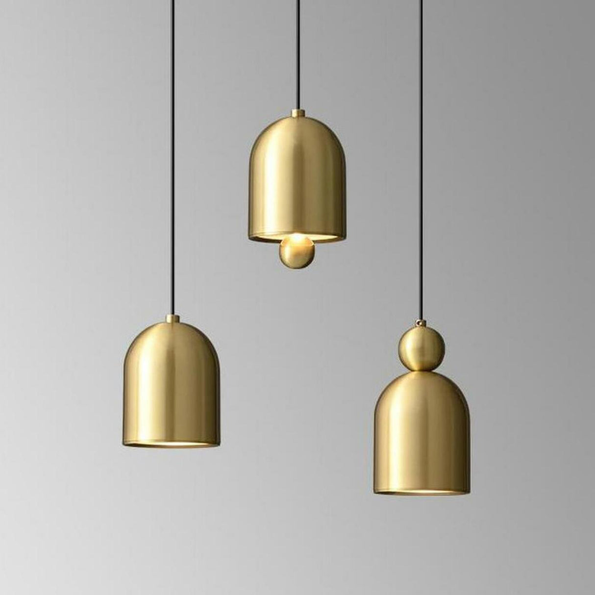 Contemporary Black Brass Bell Bedroom Pendant Light Image - 12