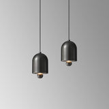 Contemporary Black Brass Bell Bedroom Pendant Light Image - 13