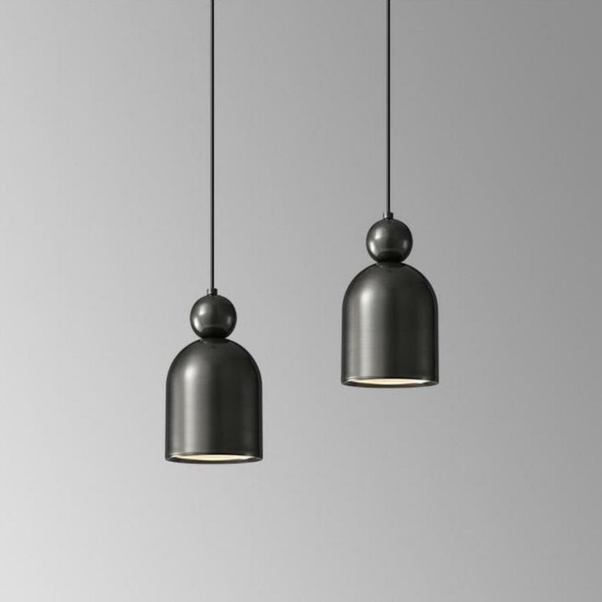 Contemporary Black Brass Bell Bedroom Pendant Light Image - 14