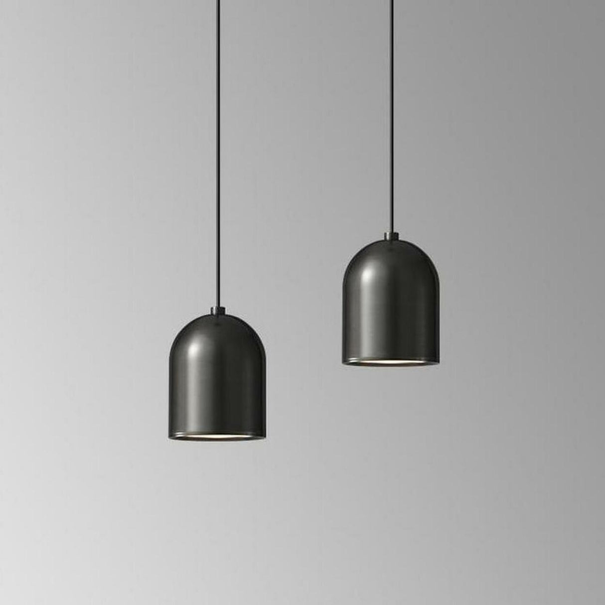 Contemporary Black Brass Bell Bedroom Pendant Light Image - 15