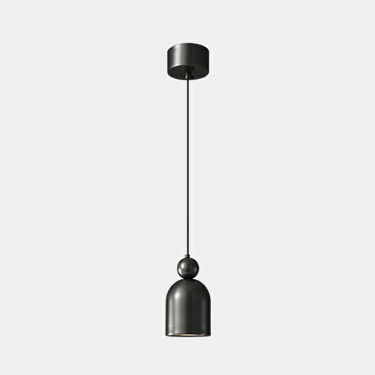 Contemporary Black Brass Bell Bedroom Pendant Light Image - 5