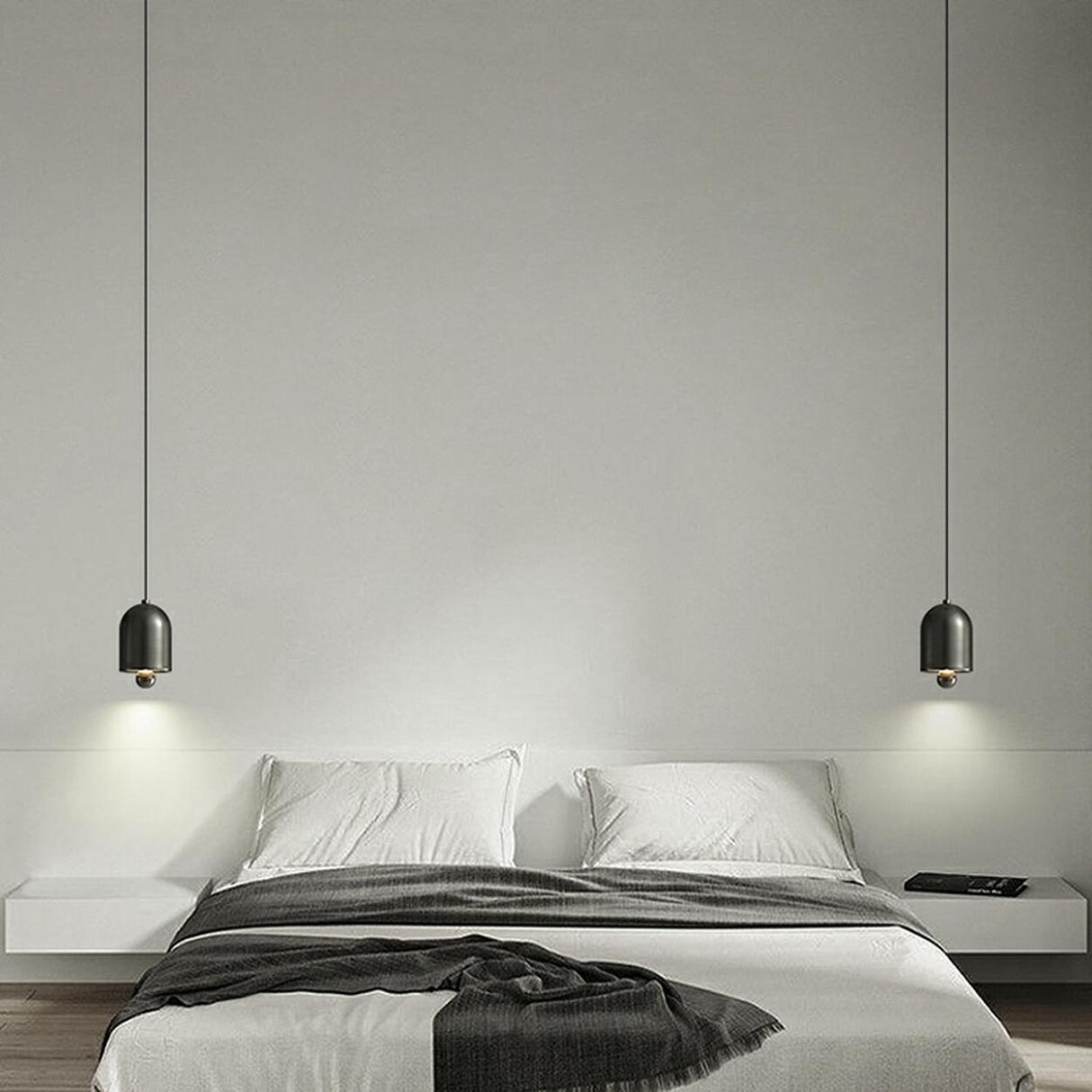 Contemporary Black Brass Bell Bedroom Pendant Light Image - 9