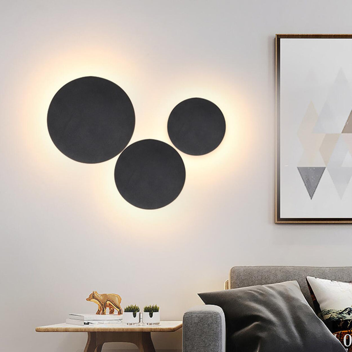 Contemporary Black Circular Wall Sconce Image - 4