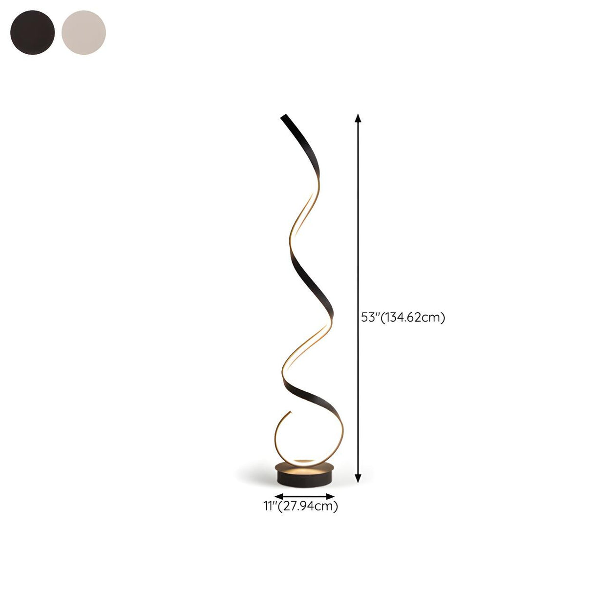 Contemporary Black Curved LED Metal Floor Lamp 