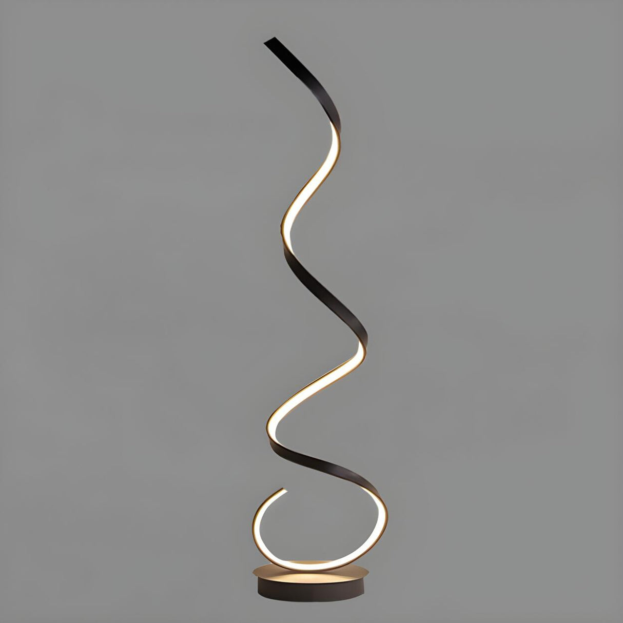 Contemporary Black Curved LED Metal Floor Lamp Image - 3